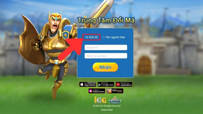 Cách nhập code Lords Mobile theo IGG ID bước 1