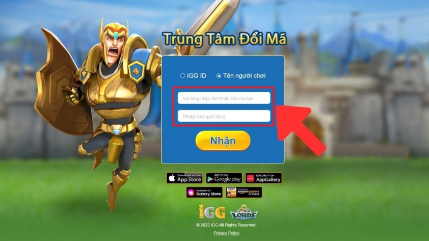 cách nhập code Lords Mobile theo tên game bước 2