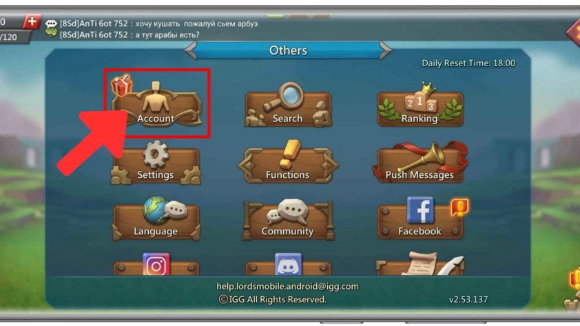Cách tìm IGG ID Lords Mobile bước 2