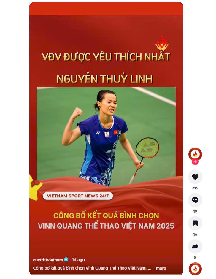 Hoa khôi cầu lông Nguyễn Thùy Linh nhận giải thưởng danh giá 608262