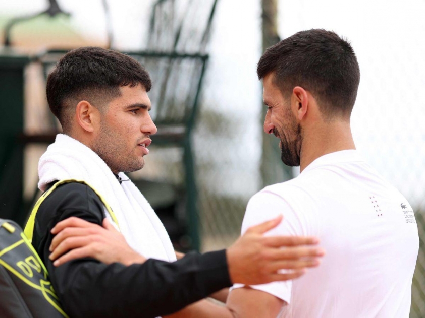 Djokovic tập luyện cùng Alcaraz 616399