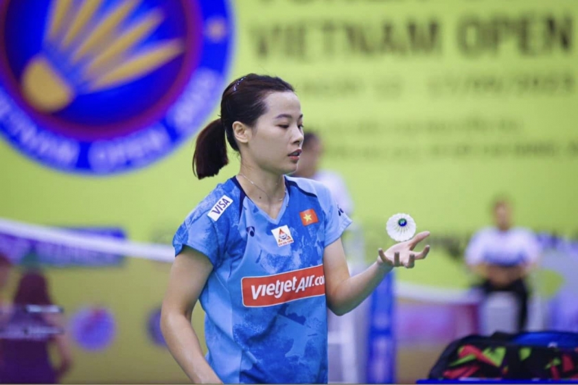 Tay vợt cầu lông Nguyễn Thùy Linh tại giải Việt Nam mở rộng 2023