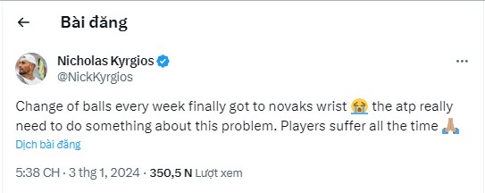 Novak Djokovic chấn thương, Nick Kyrgios