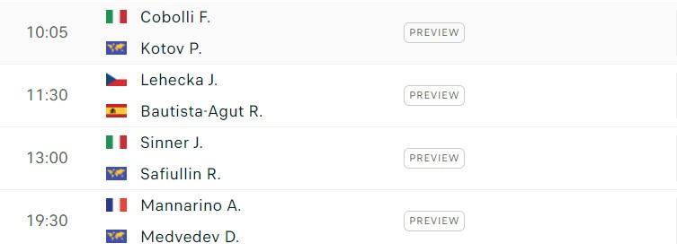 Lịch thi đấu tennis 28/9: Sinner, Medvedev ra sân 534702