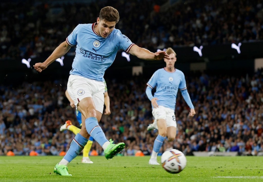 Man City thi đấu thong dong trong hiệp 2 nhưng vẫn ghi được 3 bàn thắng để đè bẹp Forest với tỷ số 6-0. Ảnh: GETTY