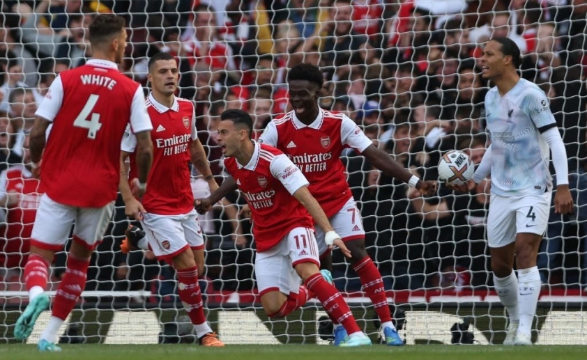 Martinelli mở tỷ số cho Arsenal ngay phút đầu tiên. Ảnh: GETTY