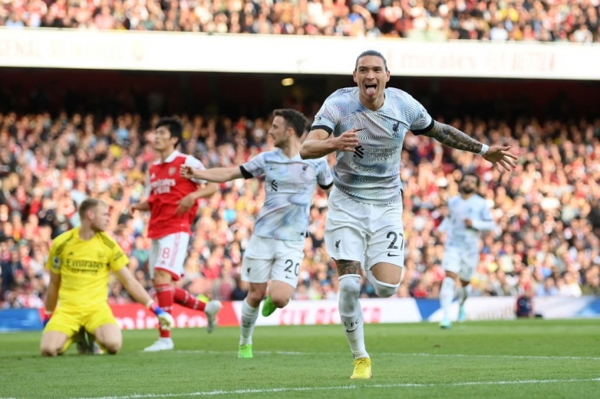 Nunez san bằng tỷ số cho Liverpool. Ảnh: GETTY