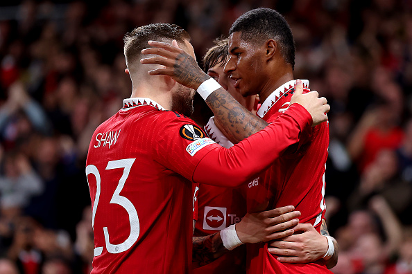 Rashford nhân đôi cách biệt cho MU. Ảnh: GETTY