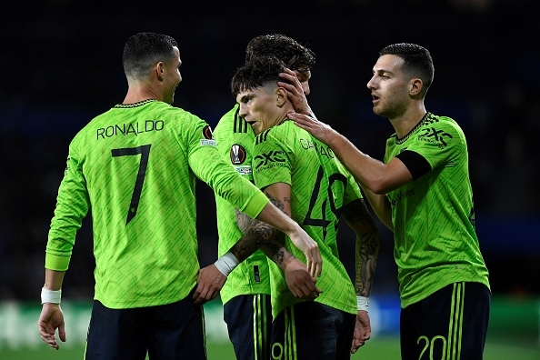 Garnacho đã có một trận đấu hay với 1 bàn thắng ghi được sau pha dọn cỗ của Ronaldo. Ảnh: GETTY