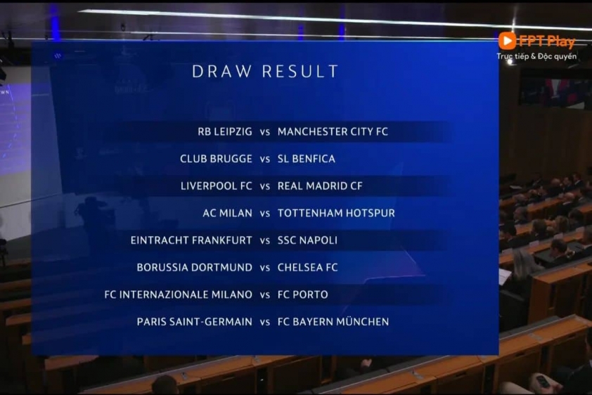 Các cặp đấu tại vòng 1/8 Champions League 2022/23. Ảnh: GETTY