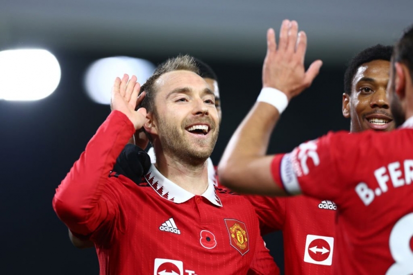 Eriksen mở tỷ số trận đấu. Ảnh: GETTY