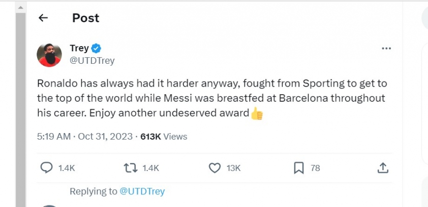 Người hâm mộ Ronaldo phản ứng bất ngờ về Quả bóng vàng thứ 8 của Messi 349689