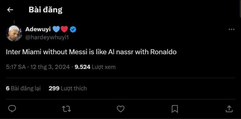 'Inter Miami không có Messi giống như Al Nassr có Ronaldo' 420238