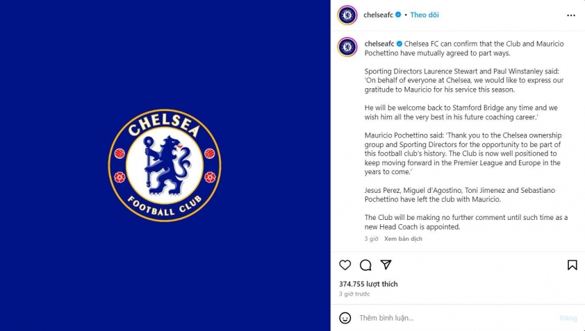 CHÍNH THỨC: HLV Pochettino rời Chelsea sau 1 mùa dẫn dắt 466851