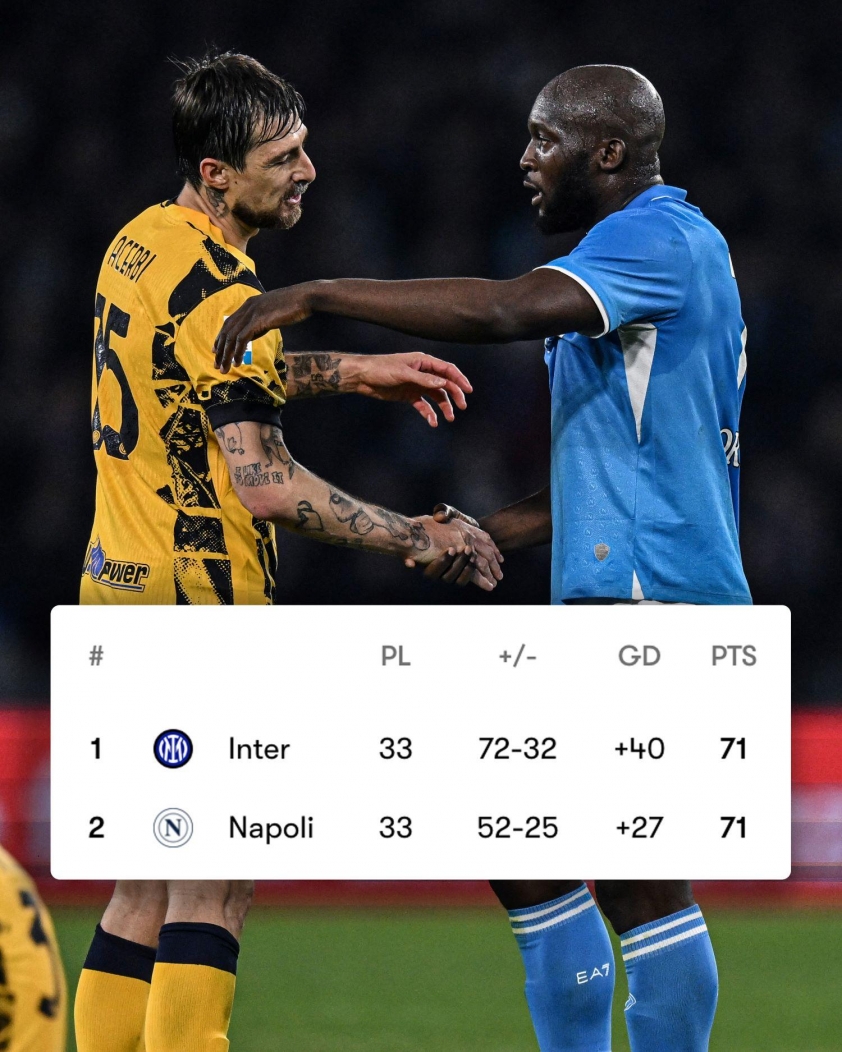 Chức vô địch Serie A 2024/25 có thể được quyết định ở trận play-off 624174