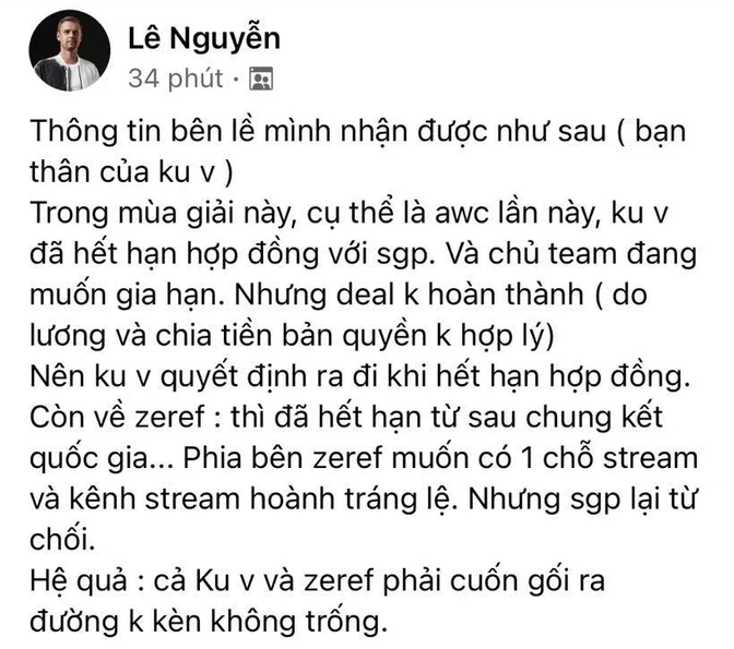 tin đồn về việc bronzev và zeref rời đội tuyển