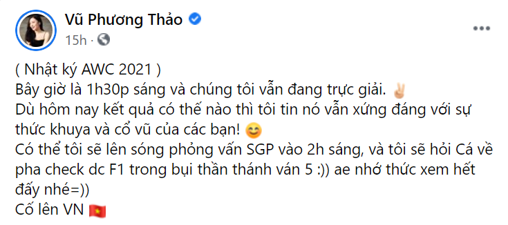 Dòng trạng thái của MC Phương Thảo