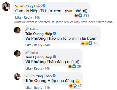Phương thảo bình luận dưới status của proe