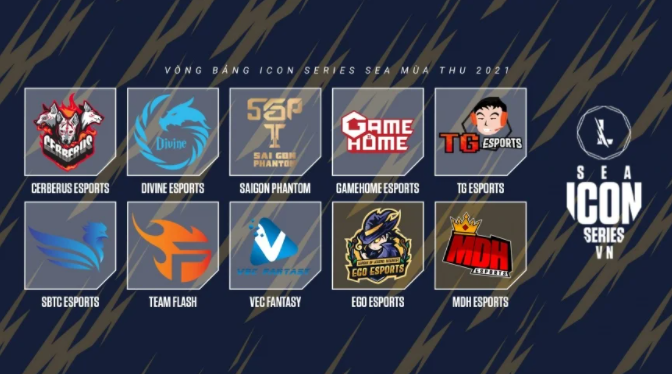 Các đội tuyển góp mặt tại Icon Series SEA Mùa Thu 2021.