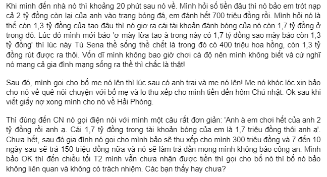 Sena lừa đảo 2 tỷ VNĐ từ ân nhân, nhờ gia đình tới cầu xin giúp