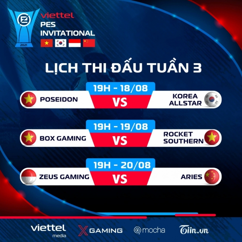 Lịch thi đấu Viettel PES Invitational mới nhất - Tuần 3