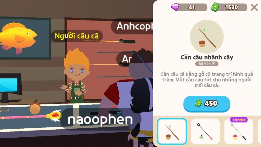 cần câu nhánh cây