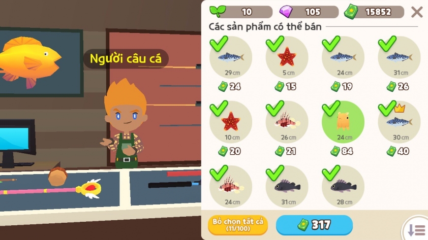 Hãy cân nhắc trước khi bán cá hiếm trong game mobile play together