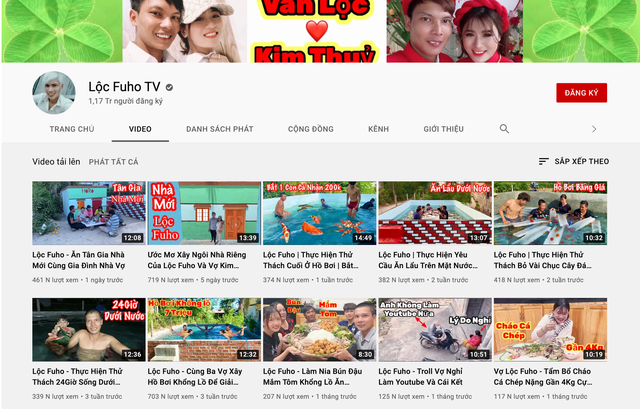 Lộc Fuho sở hữu kênh Youtube hơn 1 triệu người theo dõi