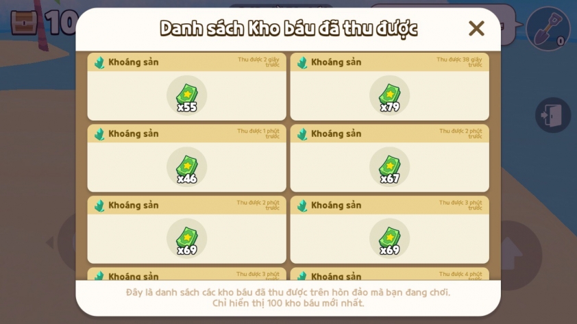 Thu nhập từ đào kho báu trong play together