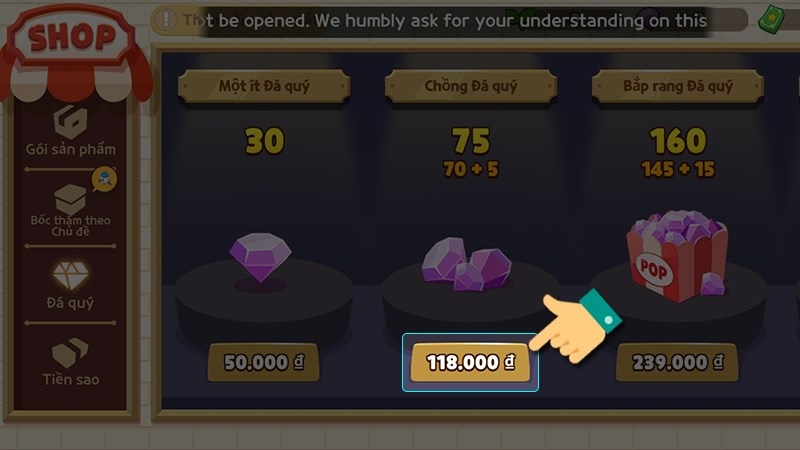 Chọn gói nạp đá quý