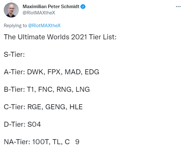 Bảng xếp hạng sức mạnh các đội tại CKTG 2021 theo Riot MAXtheX