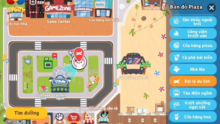 cách tìm đại lý du lịch trong game play together