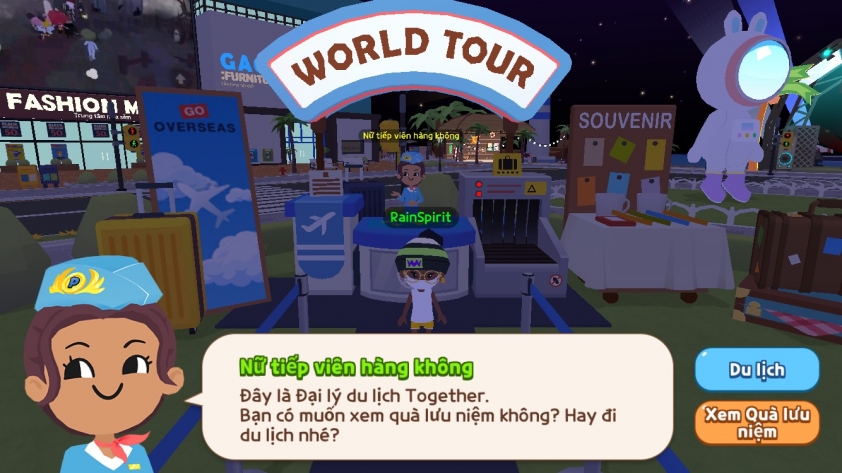 bấm du lịch để chuyển server
