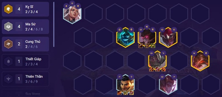 Đội hình ma sứ kỵ sĩ tiêu chuẩn ở level 8
