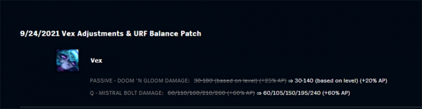 Giảm sức mạnh tướng mới Vex hotfix LMHT 11.19