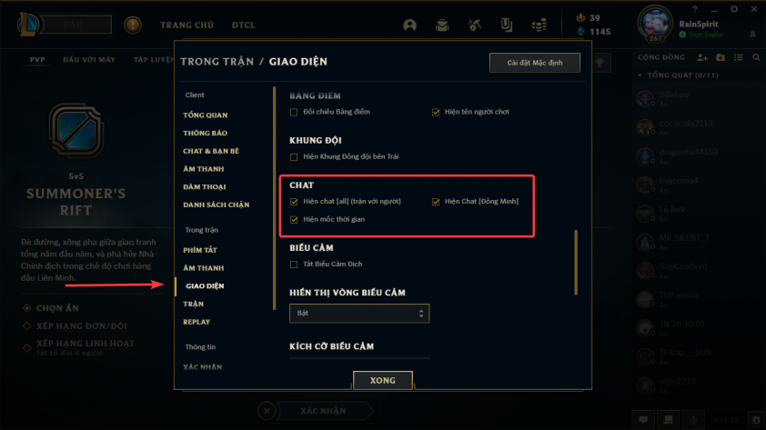 Ẩn chat all trong LMHT