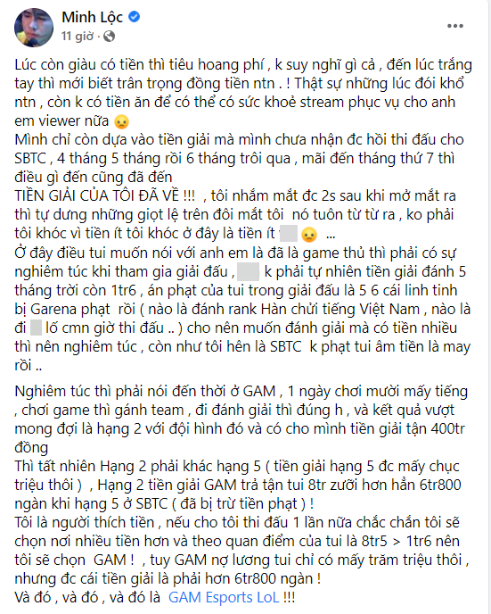 Bài viết cà khịa trên trang cá nhân của Zeros