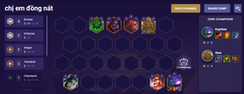 Đội hình Jinx Chị Em Đồng Nát ở giữa game