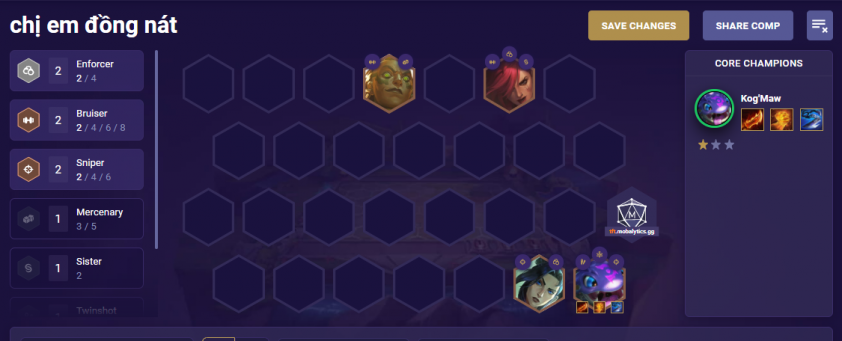 Đội hình Jinx Chị Em Đồng Nát ở đầu game