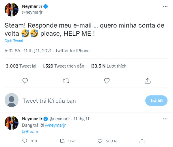 Neymar cầu cứu trên trang cá nhân