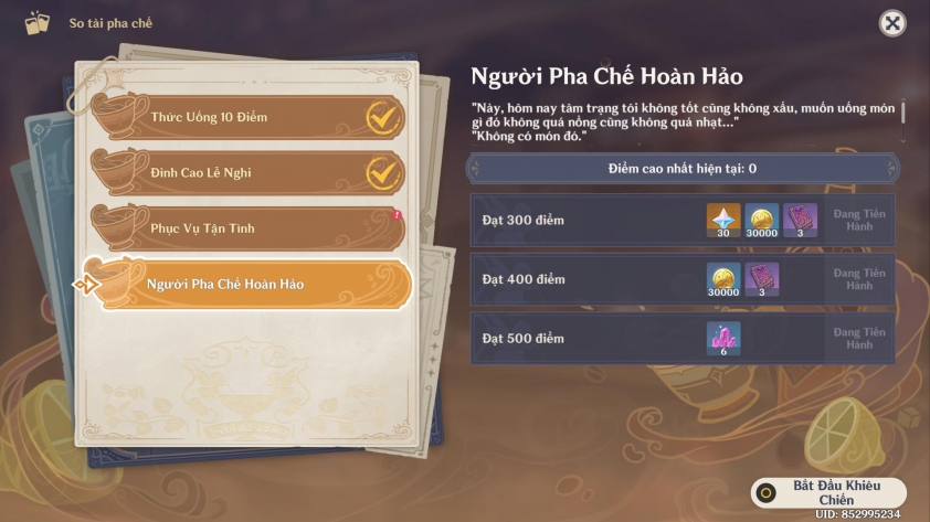 Người Pha Chế Hoàn Hảo là mốc khó nhất trong event