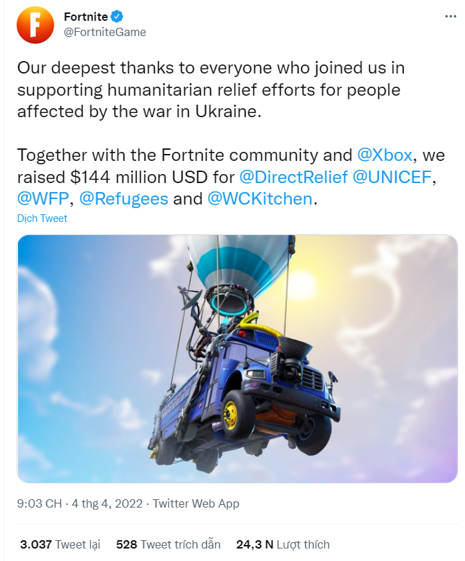 Thông báo từ Fortnite