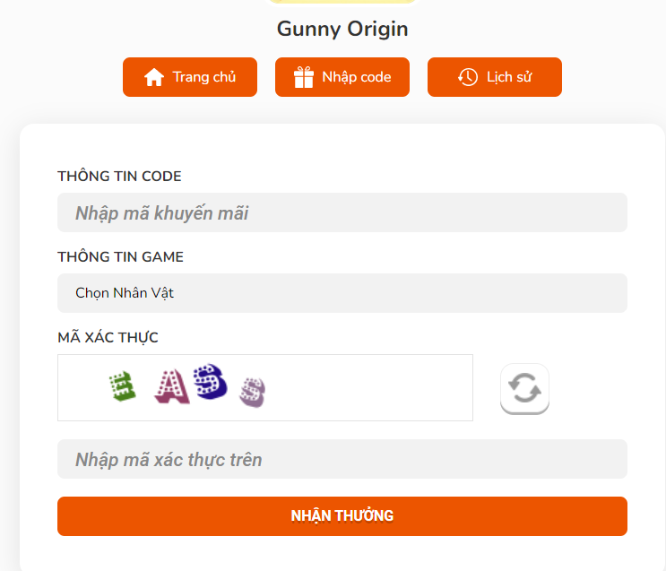 Giao diện nhập code