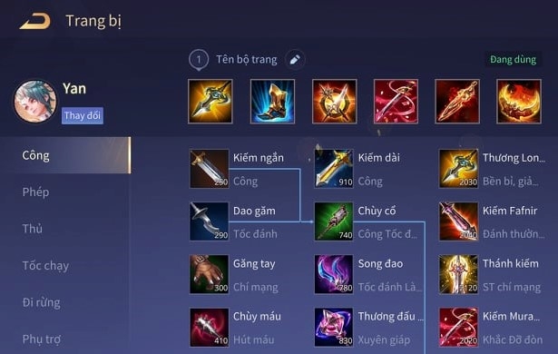 Cách lên đồ Yan đường trên