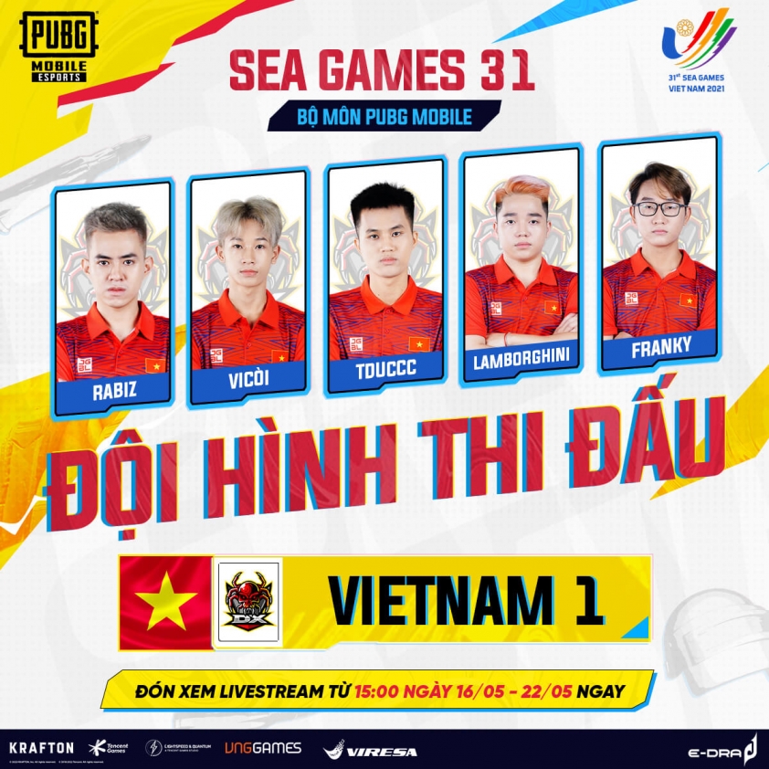 Đội hình đội tuyển PUBG Mobile Việt Nam dự SEA Games 31 138337
