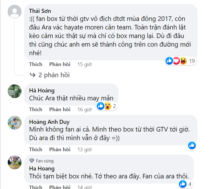 Fan hâm mộ BOX Gaming nuối tiếc vì sự ra đi của ARA