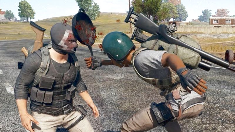 ong lao cam chao combat voi ca sau, game thu pubg nhin ma ne