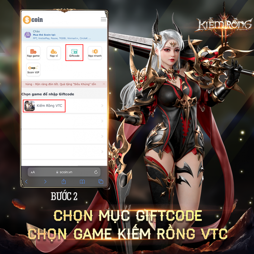 Code Kiếm Rồng VTC Mobile mới nhất và cách nhập 245610