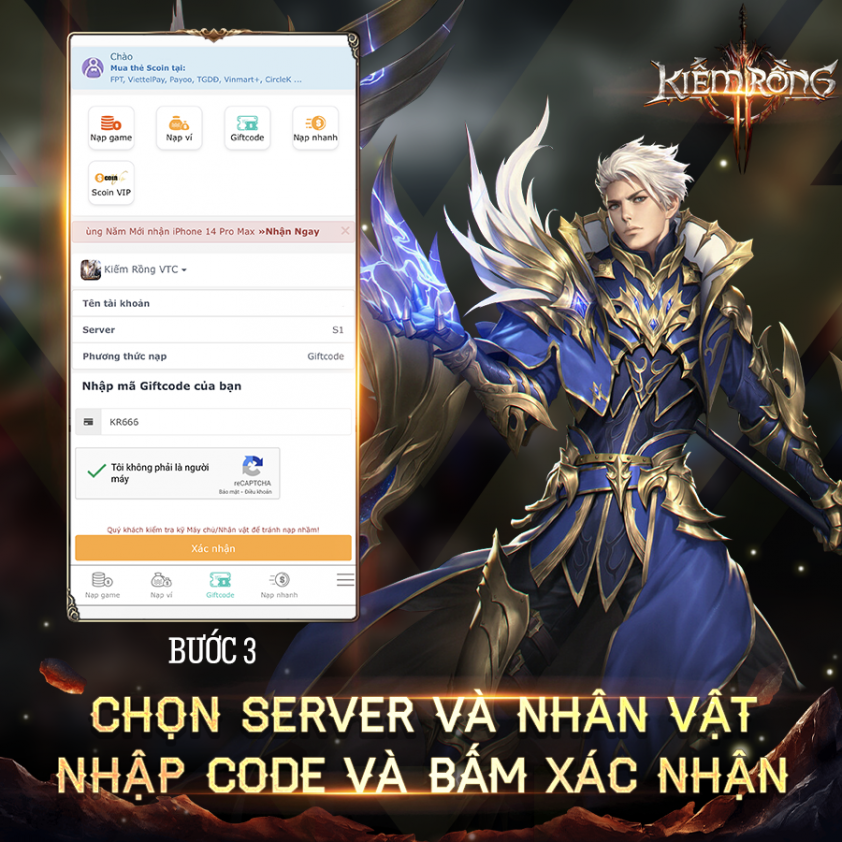Code Kiếm Rồng VTC Mobile mới nhất và cách nhập 245611