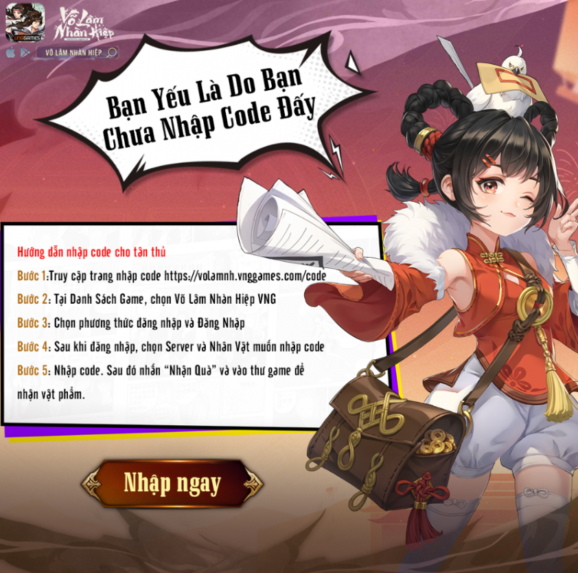 Code Võ Lâm Nhàn Hiệp MỚI NHẤT 2023 và cách nhập 248274